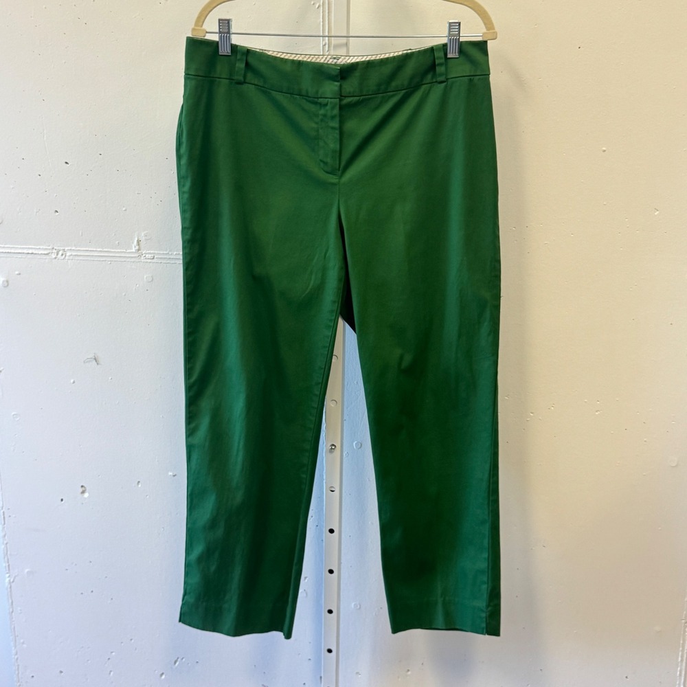 Talbots Signature Green Ankle‎ Pants Women's 10 Stretch Cotton Mid Rise Trousers